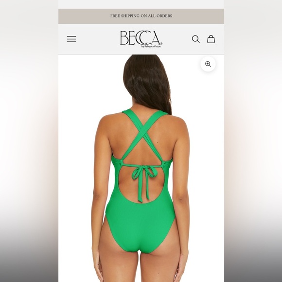 NWT BECCA Swim Green One-piece Swimsuit - Picture 4 of 10